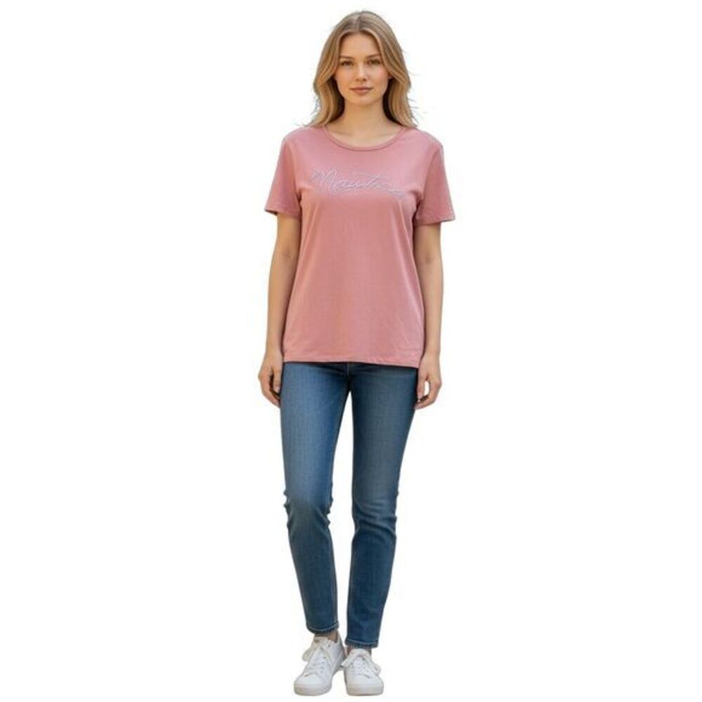 Nautica Women's Pink T-Shirt Size L Embroidered Casual Spring Top